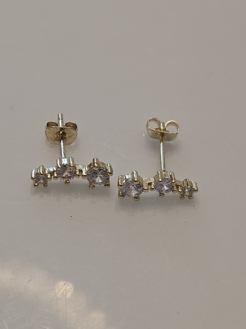 yellow gold plated sterling silver ear crawler earrings cubic zirconia